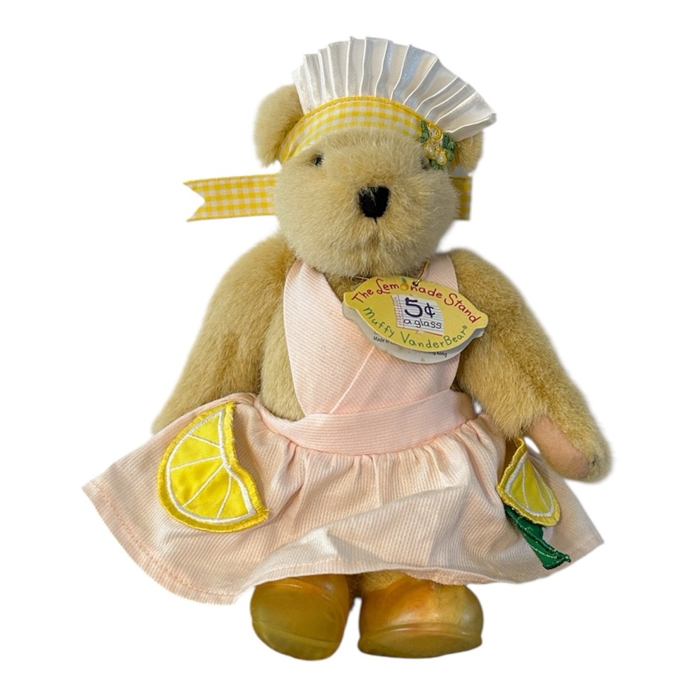 Muffy VanderBear lemonade stand Teddy bear with original tags lemon pockets 1996